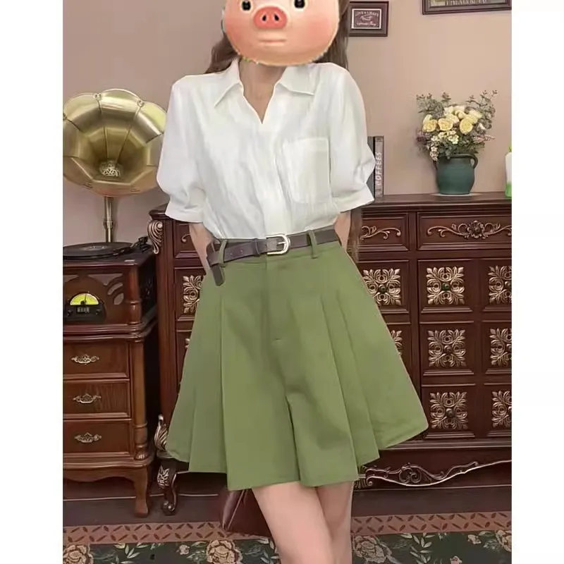 

Salt Series Short Halter Skirt Slimming High Waist Wide Leg Pants Fashionable Youthful Summer New Arrival Elegant Small Stature
