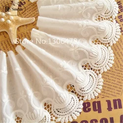 Tessuti di pizzo ricamati per donna, finiture in pizzo bianco, 100% cotone, abbigliamento fai da te, larghezza 13,5 cm