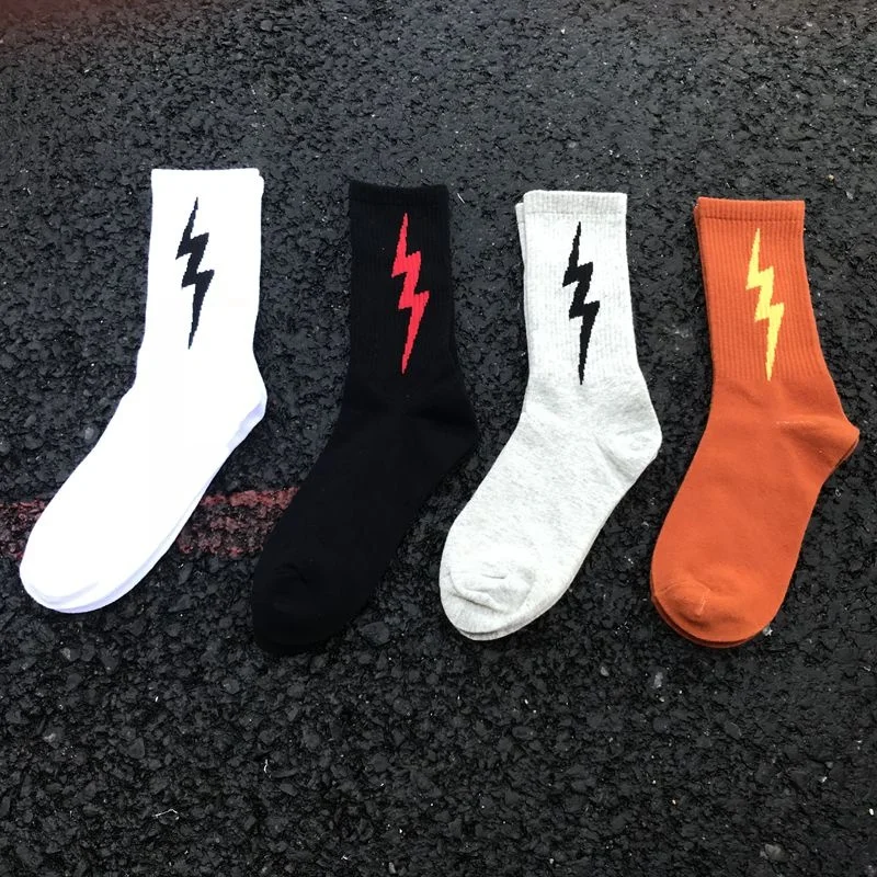 Lightning 2023 Stripe Hiphop Fashion Pattern Skateboard Men Skateboard Socks Cotton Socks Funny Unisex Harajuku Couple Socks Hip