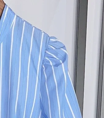 Abito lungo da donna con scollo tondo a righe blu, pizzo ricamato, ritaglio, sera, festa di compleanno, elegante abito da donna