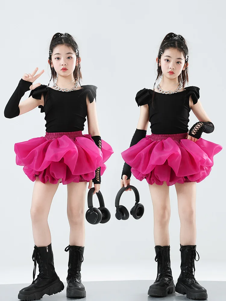 เด็กแจ๊สเต้นรําหญิง Bubble กระโปรงชุดเด็ก T-Stage Dopamine เดินเชียร์ลีดเดอร์เต้นรําชุด