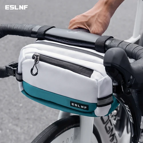 ESLNF Bolsa delantera para manillar de bicicleta - Alforja resistente al agua de 2,5 L para bicicletas de carretera/montaña, correa de hombro de desmontaje rápido