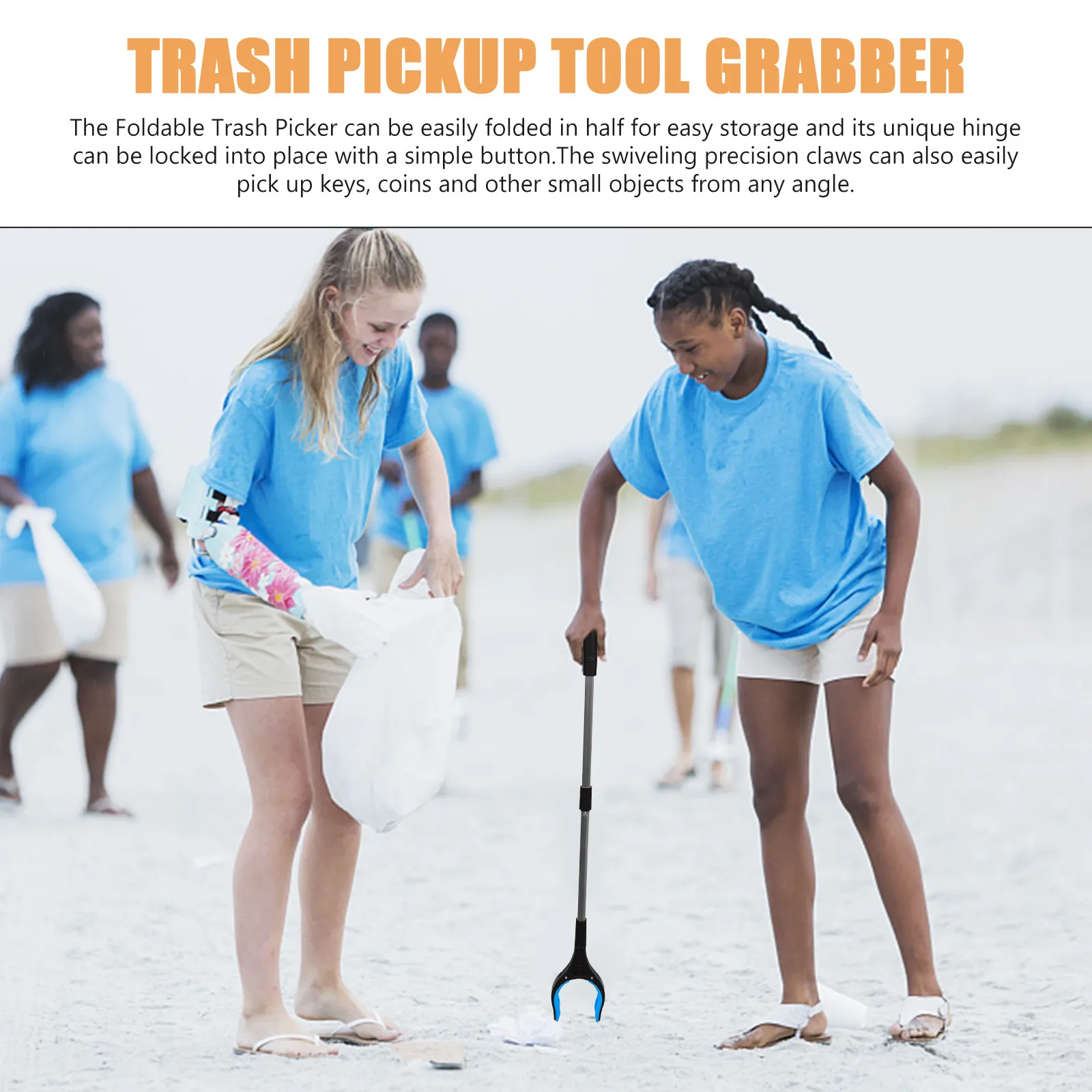 Foldable Trash Picker Grabber Tool Heavy Duty Litter Picker for Elderly Arthritis Recovery Easy Storage Reaching Assist Tool