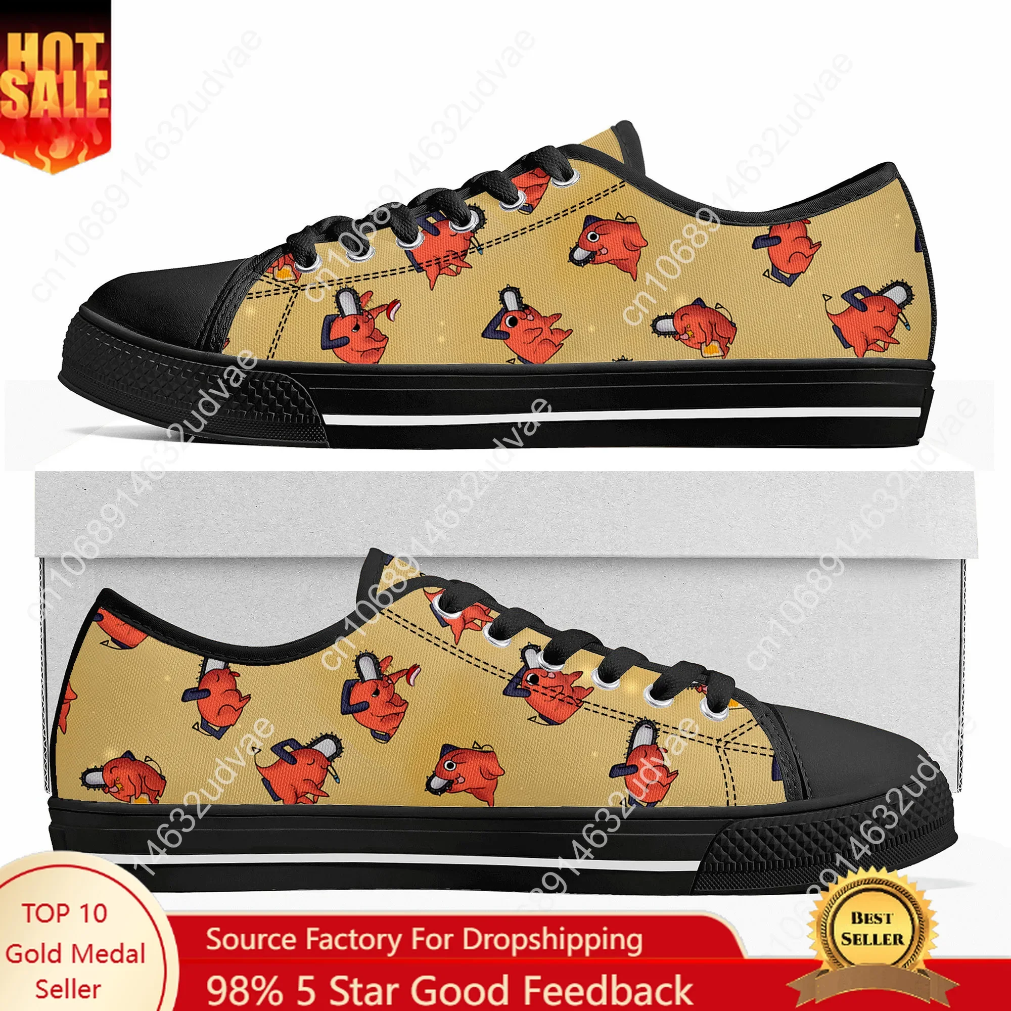 

C-Chainsaw Man Low Top Shoes Men Women Teenager Sneakers Canvas High Quality Sneaker Casual Customized Couple Shoe Black Sole