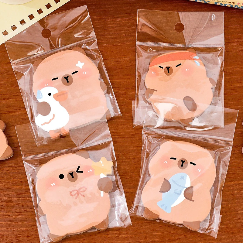 60 Sheets Cute Capybara Sticky Notes | Reusable High-Quality Cartoon Adhesive Notes for Students