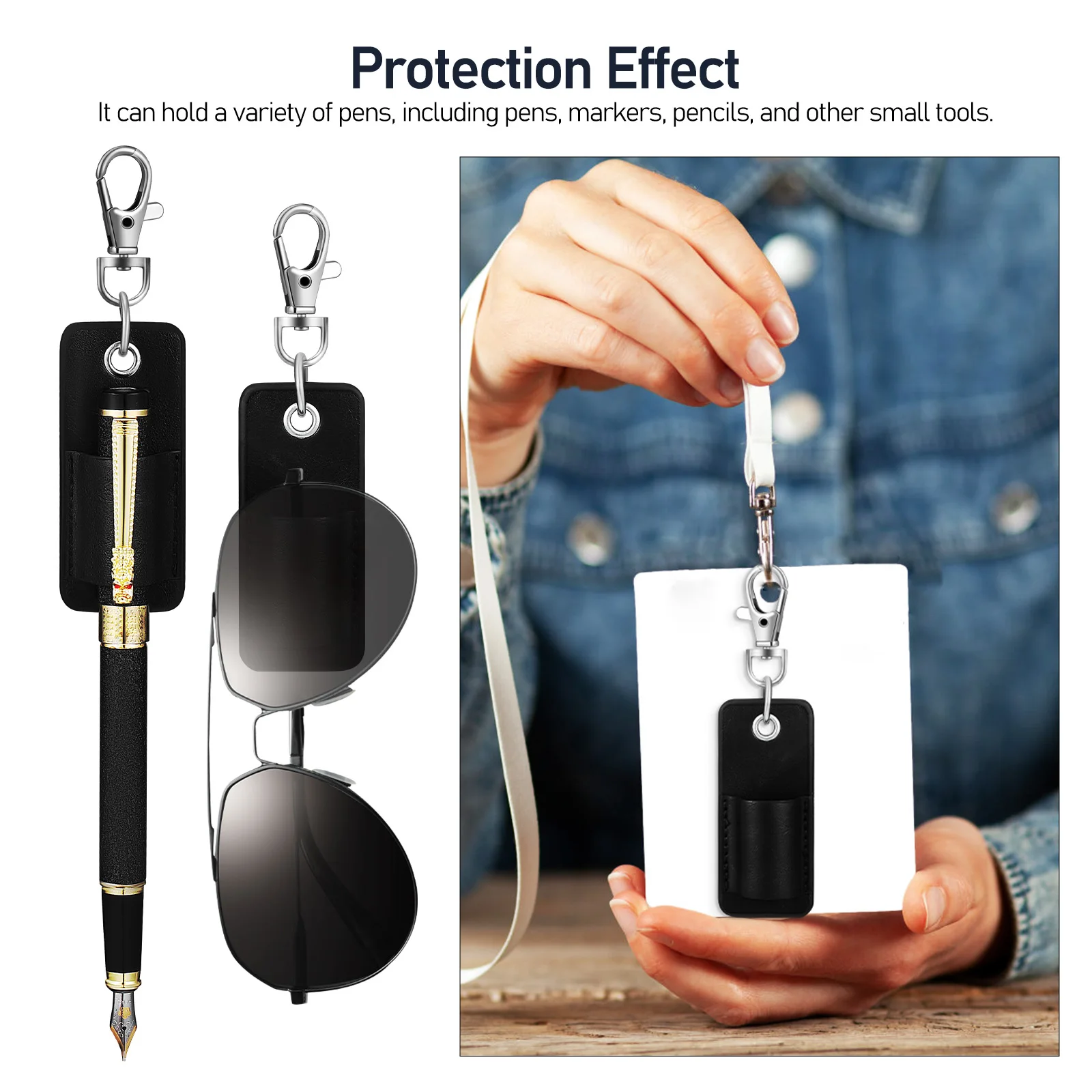 

4 Pcs Pen Cover PU Lanyard Holder Pocket Protector Key Holders Storage Box Man
