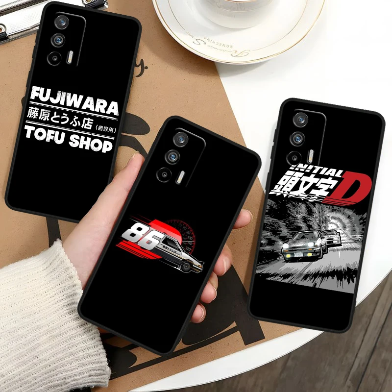 F-ujiwara Tofu Shop Initial-D For OPPO Realme GT3 2 C55 C33 C35 C30S C31 X3 X2 Q5i Q3S C21Y Pro Black Silicone Phone Case