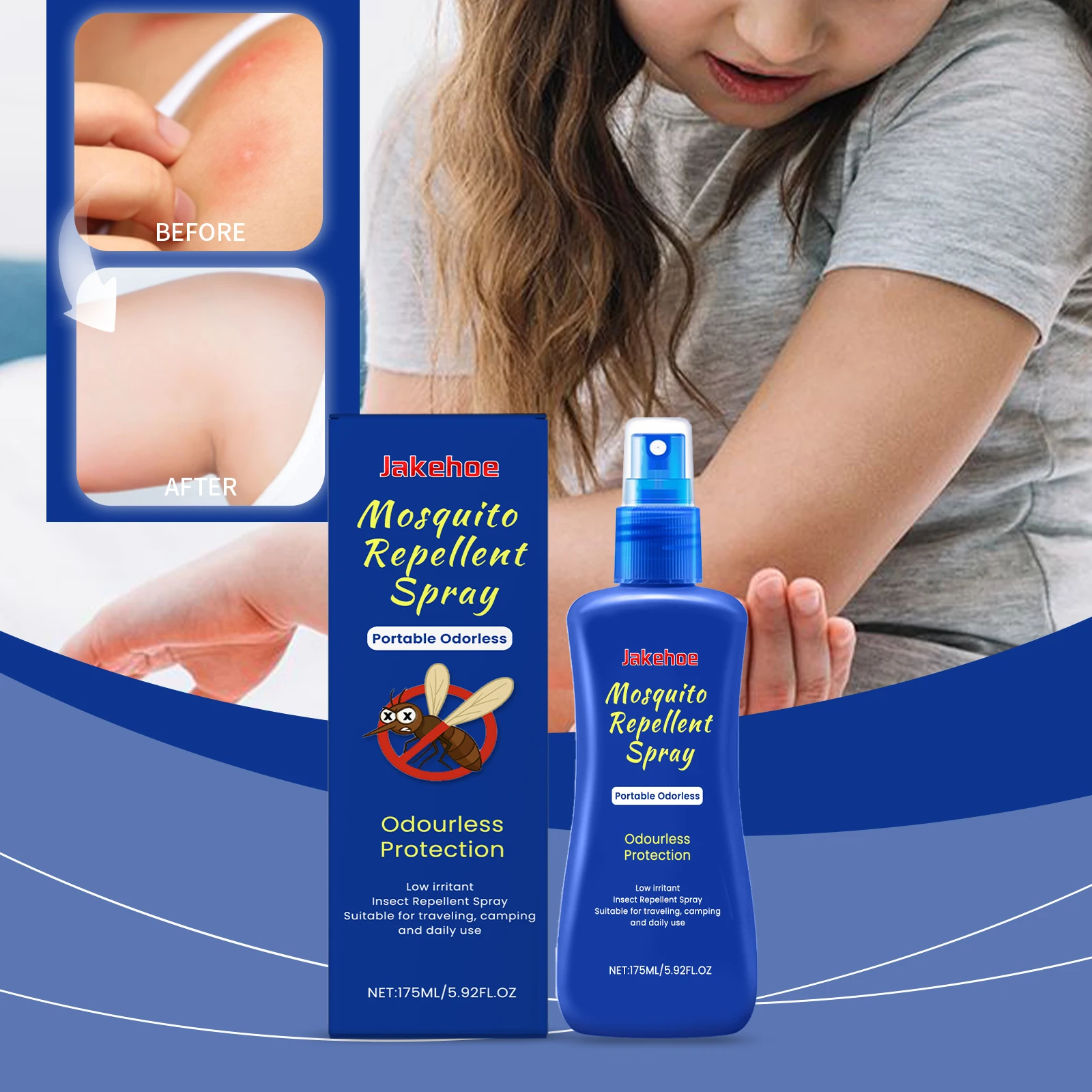 La formule à base de plantes en spray répulsif anti-moustiques portable fournit un soulagement de refroidissement des piqûres de moustiques, adaptée à un usage extérieur et domestique