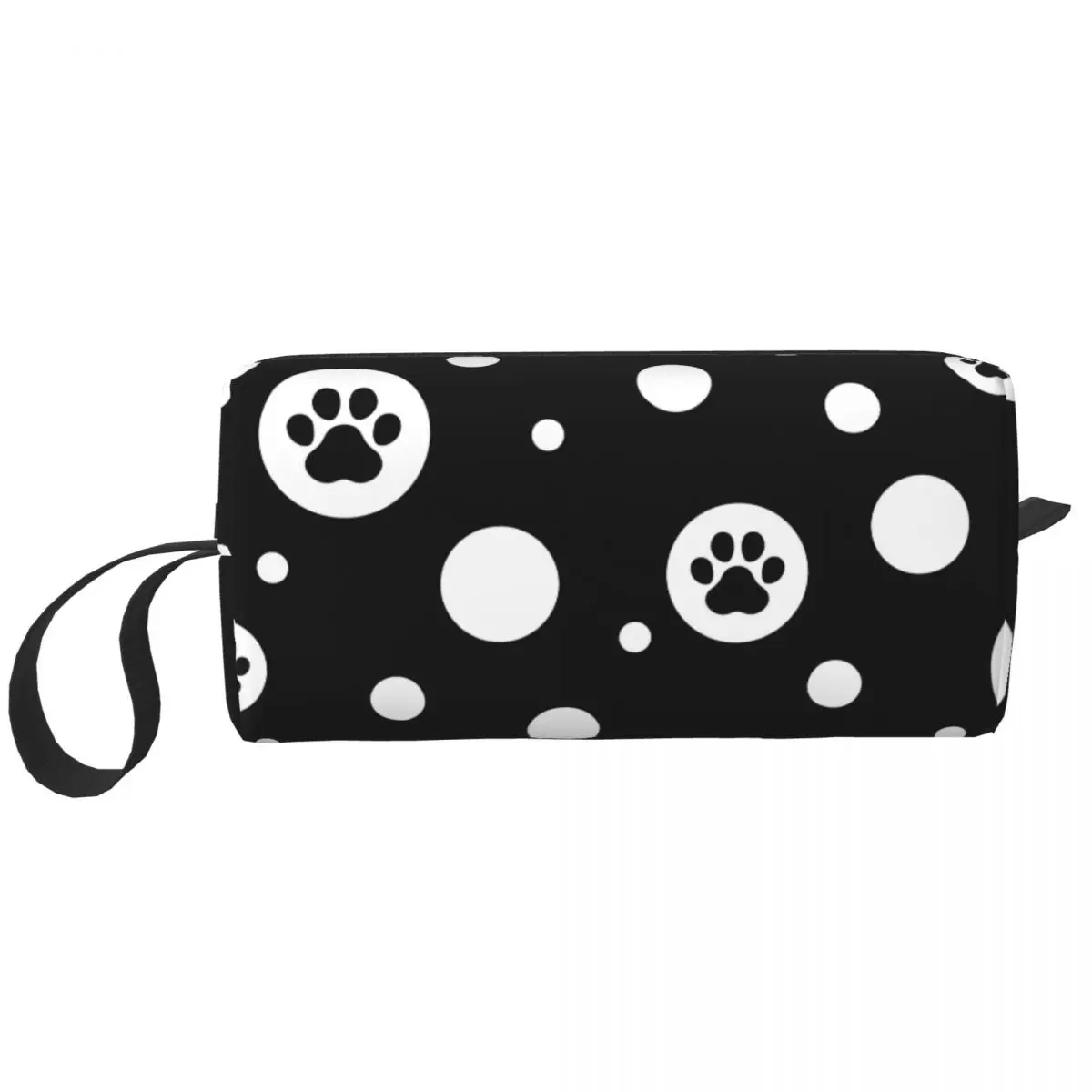 Dog Paw Polka Dot Makeup Bag Travel Cosmetic Bag for Men Women Toiletry Bag Storage Pouch Bag