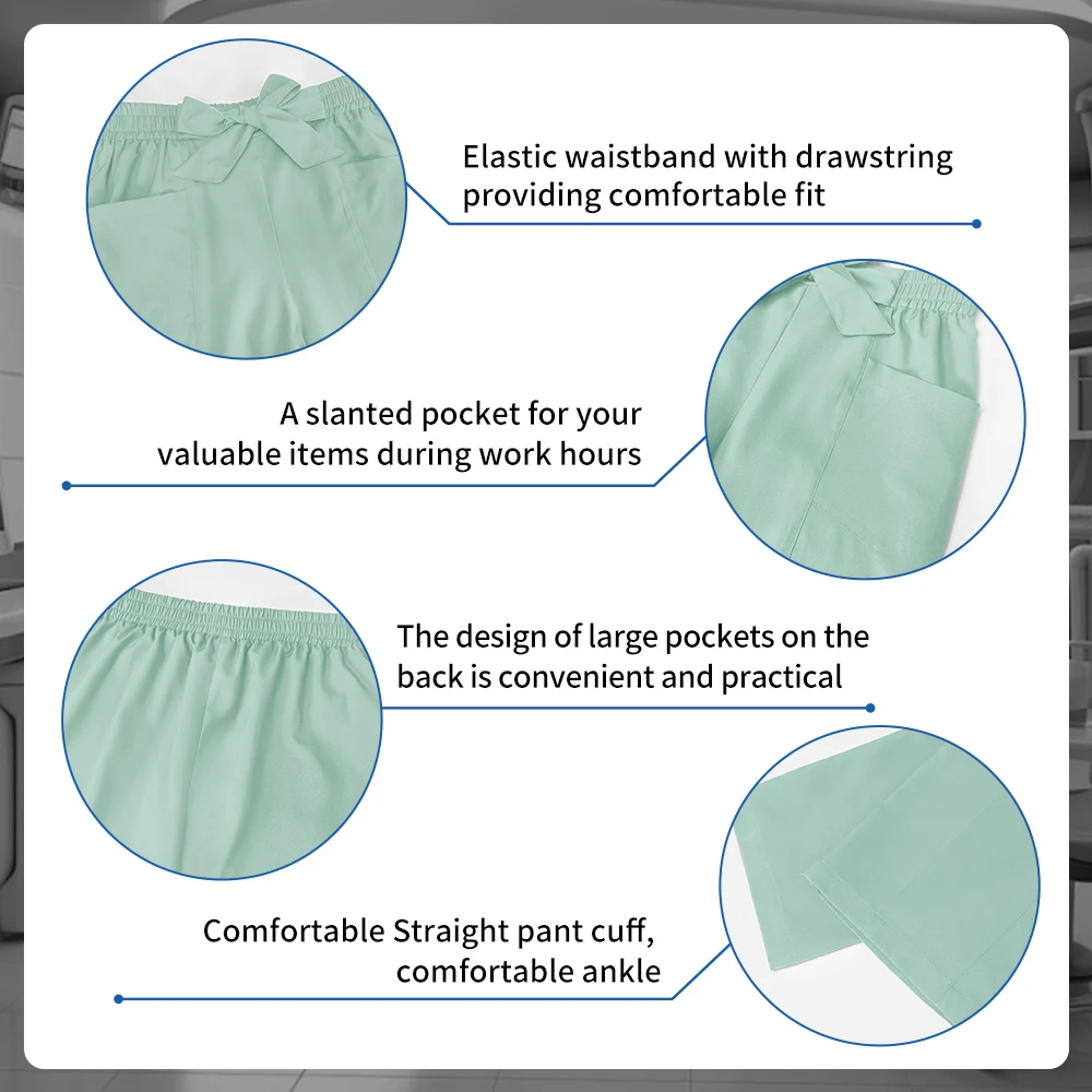 Accessoires d'infirmière, combinaisons chirurgicales d'hôpital, uniformes médicaux pour femmes, ensemble de gommages élastiques, hauts à manches courtes, pantalons, vêtements de médecin et d'infirmière