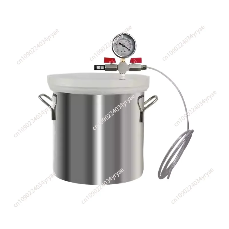 Industrial Vacuum Degassing Barrel Stainless Steel 6L Epoxy Resin Defoaming Tank with Negative Pressure Gauge Transparent Cover