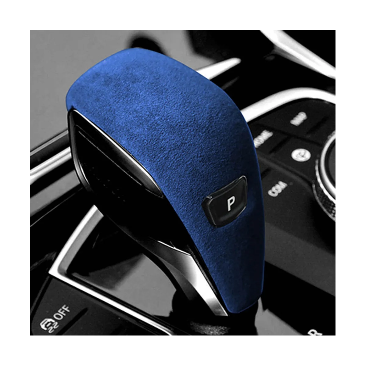 For BMW 3 Series 20-23 Suede Royal Blue Tumbled Leather Shifter Cover Protective Cover Case