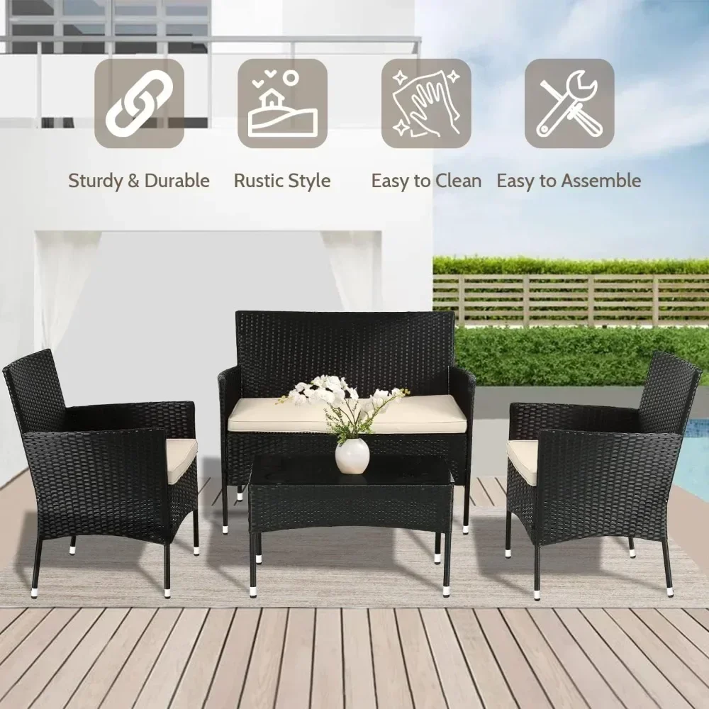 Garden Sofas, Patio Furniture Outdoor Rattan Chair Wicker Sofa Garden Conversation Bistro Sets for Yard, Garden Sofas