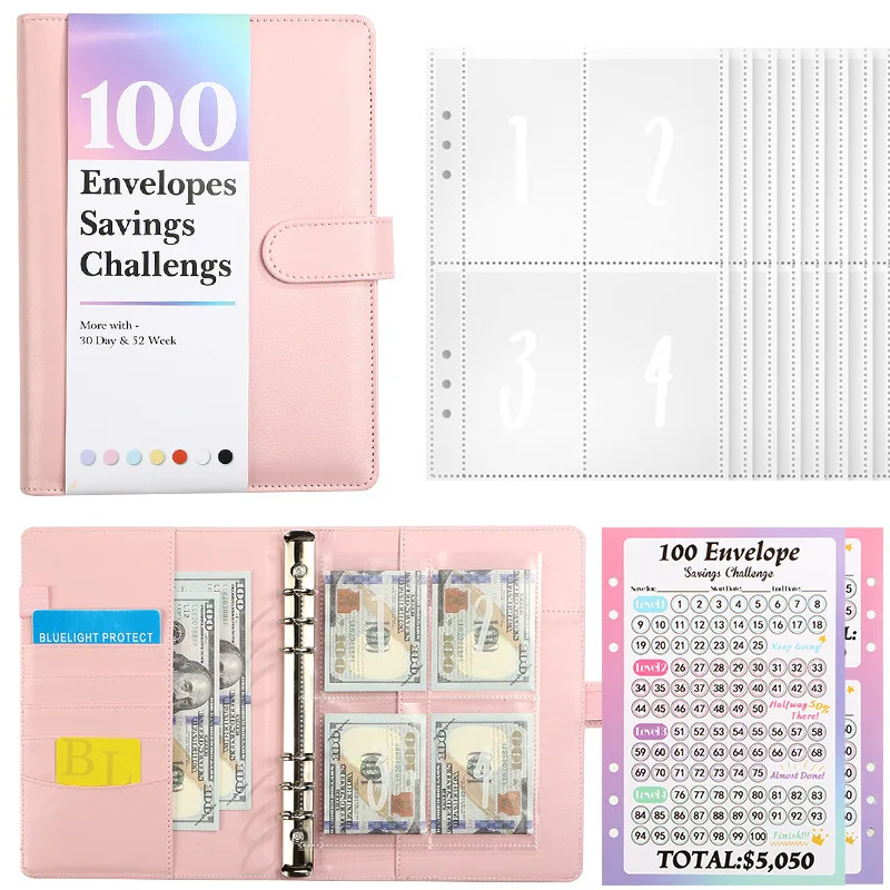 

A5 100 Envelope Savings Challenge Laser A5 Loose-Leaf Binder Budget Binder With Cash Envelopes Money Organizer System