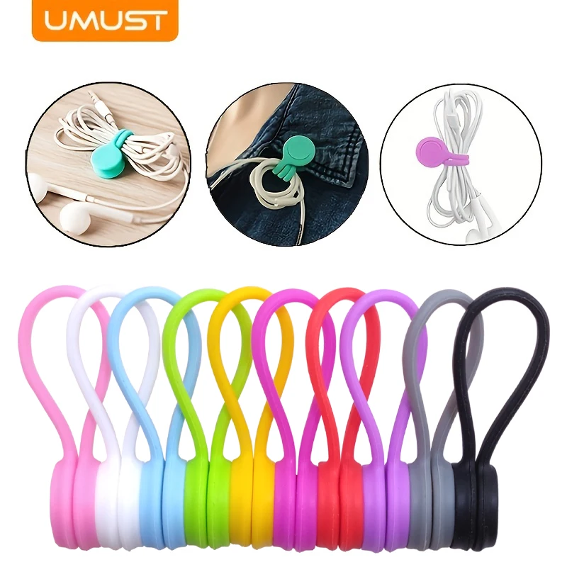 UMUST Silicone Magnetic Cable Tie Reusable Wire Organizer For Bundling And Securing Headphone Or Data Cables