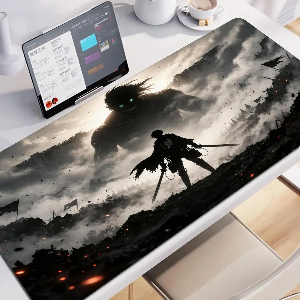 

Japan Anime Mousepad PC Gamer Cabinet Keyboard Rug XXL Levi Ackerman Extended Desk Mat Laptop Attack on Titan Mouse Pad Carpet