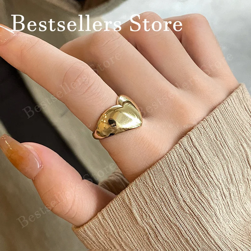 925 Sterling Silver / 18K Gold Plated Simple Polished Heart Ring for Women, Fashion Charm Jewelry, Wedding Gift view 4