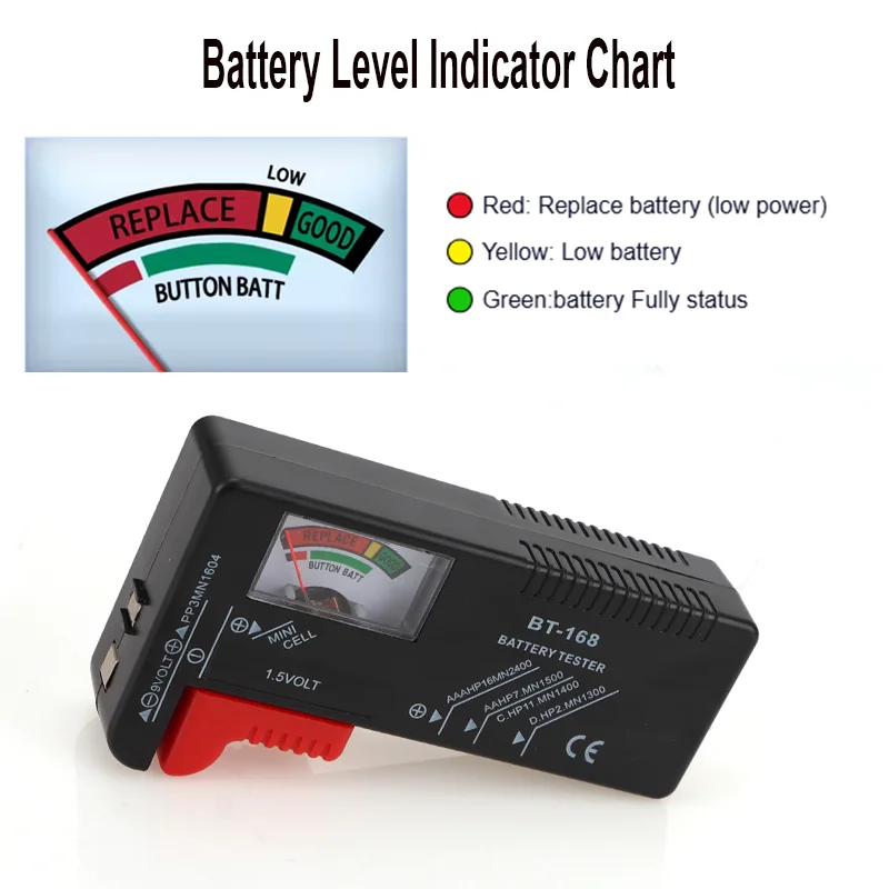 

1Pcs Digital Display Tester BT-168D 9V 1.5V 3V 1.2V Battery Level And Voltage Tester BT-168 9V 1.5V Universal