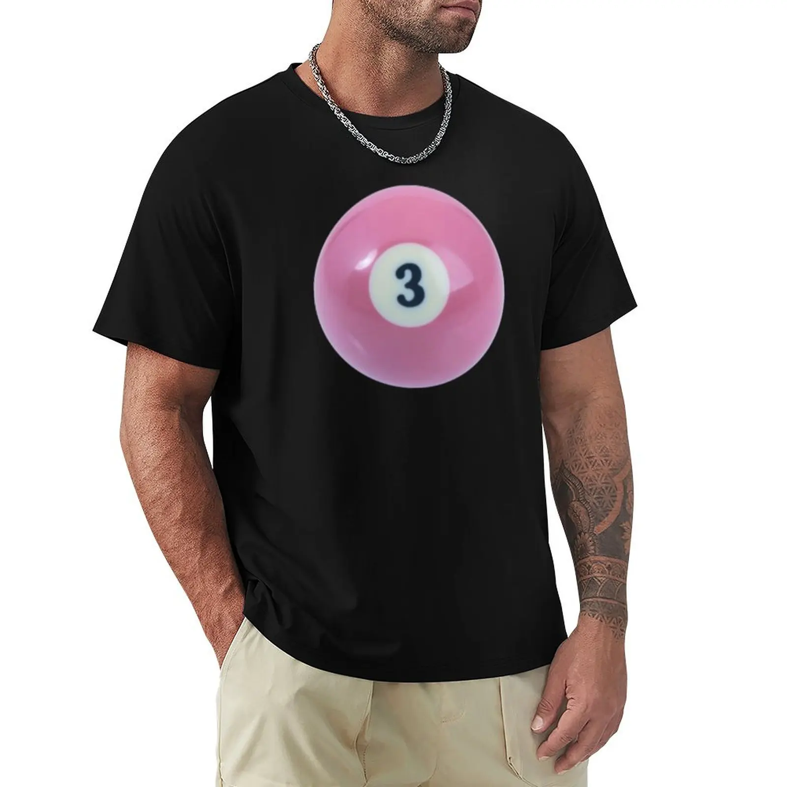 

number 3 solid pink billiard ball T-Shirt funny gifts Louboutins quick drying anime clothes mens graphic t-shirts