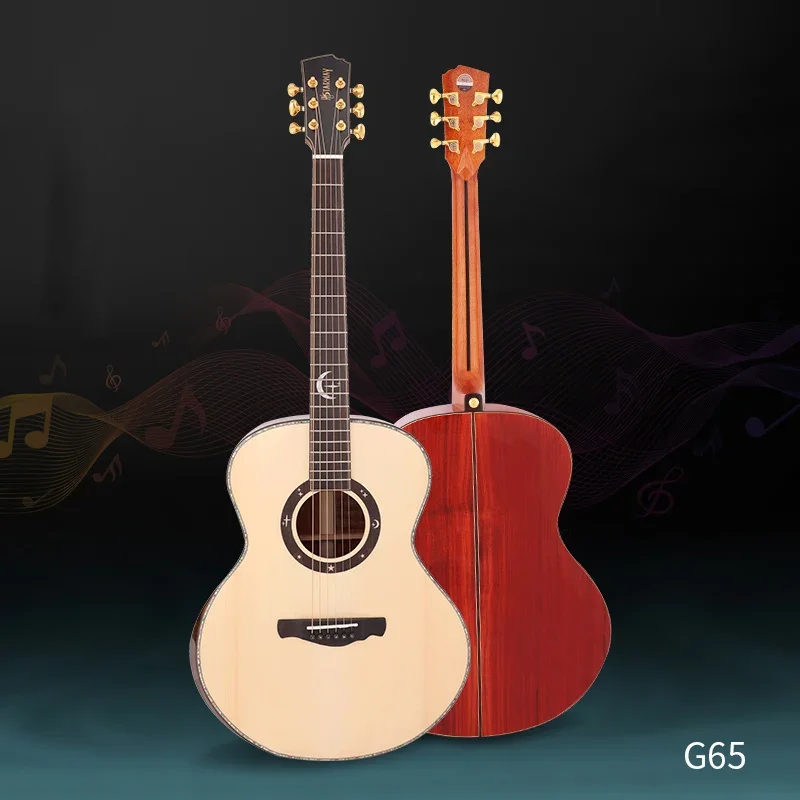 G65 OEM High End HandMade 41 Inch Wood Folk Acoustic Guitar Stringed Instrument for Professional Performance Practice