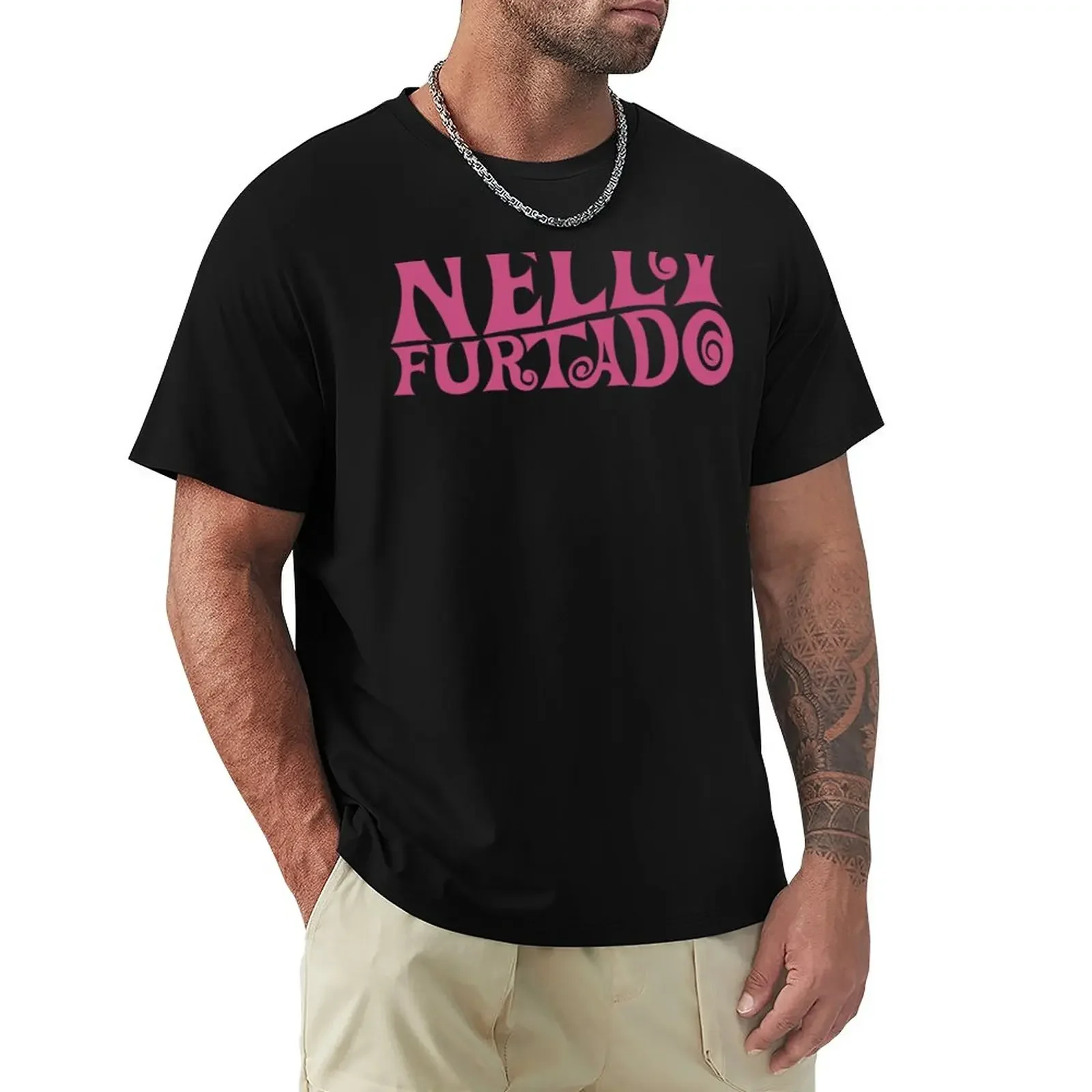 Nelly Furtado - Pink Logo - Whoa Nelly! Folklore Loose T-Shirt summer tops sublime oversizeds mens clothes