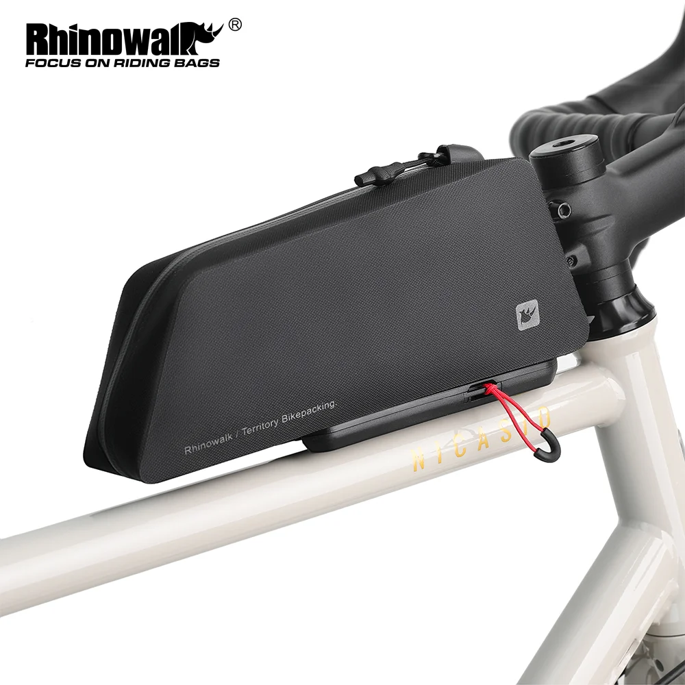 

Rhinowalk Quick Release Bike Front Top Tube Bag Waterproof Cycling Tube Frame Storage Bag or Bottle Cage Mount With UFO Disc