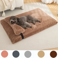 Warm Calming Dog Bed with Pillow Fluffy Plush Dog Mat for Dog with Removable Washable Cover for Large Medium Small Dogs and Cats