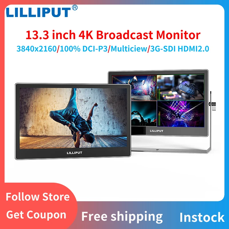 LILLIPUT A13 13.3 Inch 3840x2160 OLED Screen 10000:1 4K 3G-SDI HDMI 2.0 Broadcast Monitor with Multi-Camera Setup