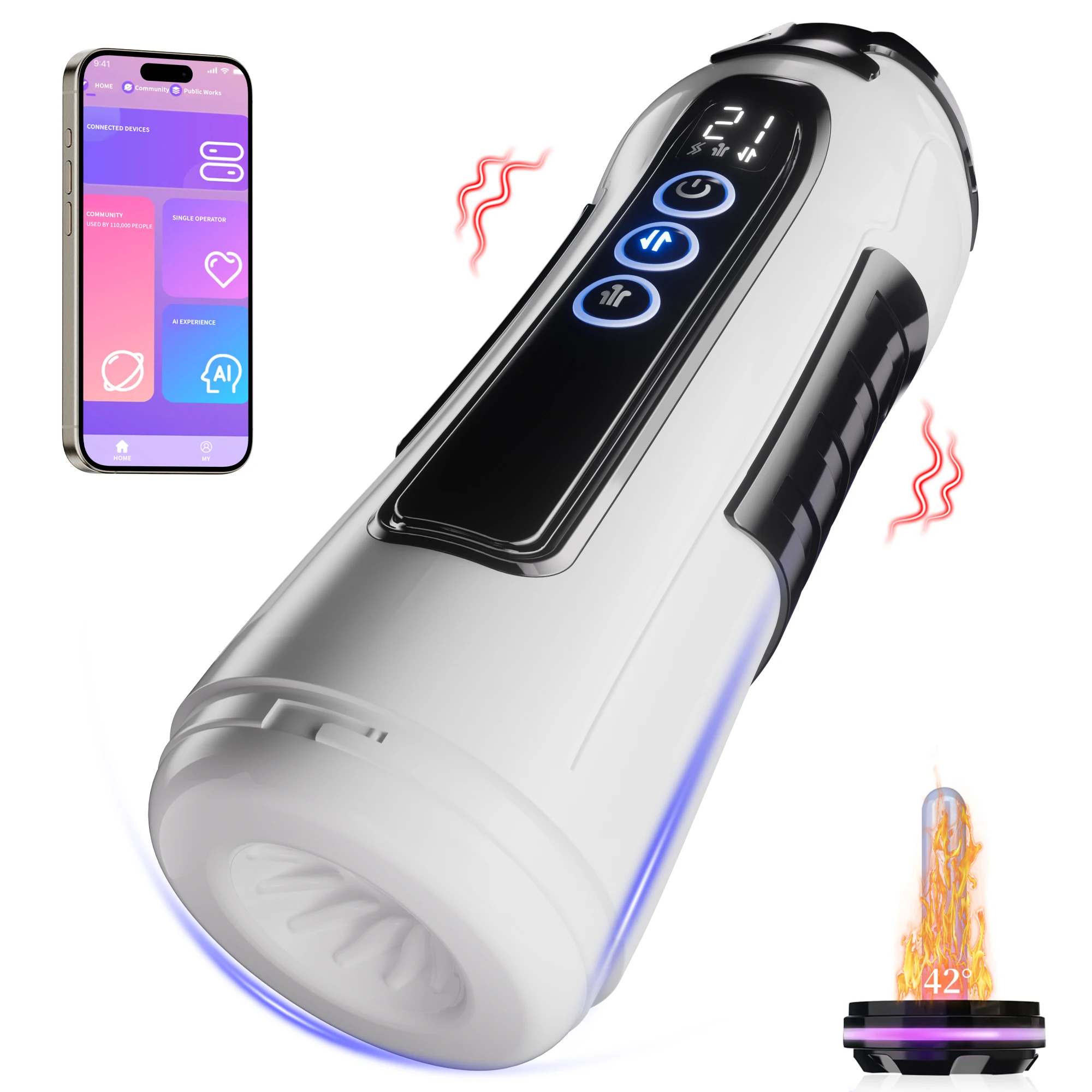 Male Electric Masturbation Cup App AI Control Heating Blowjob 9 Sucking Thrusting Vibration Modes Masturbator Sex Toys for Man