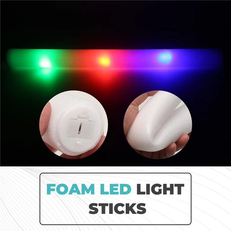 A42Z-20Pcs 흰색 대량 다채로운 LED 글로우 스틱 치어 리더 튜브 어두운 빛 생일 웨딩 파티 용품