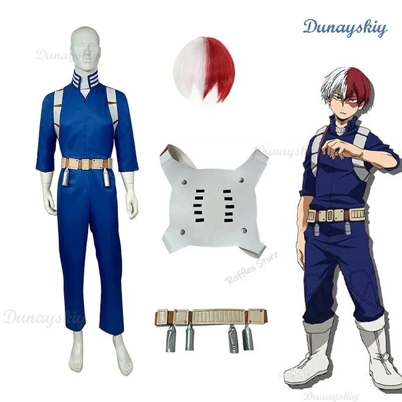 

ABC123Anime Hero Todoroki Shoto Boku no Men Women Cosplay Costume Top Pants Belt Halloween Academy Wig XS-XXXL s,3'f.5;j.8