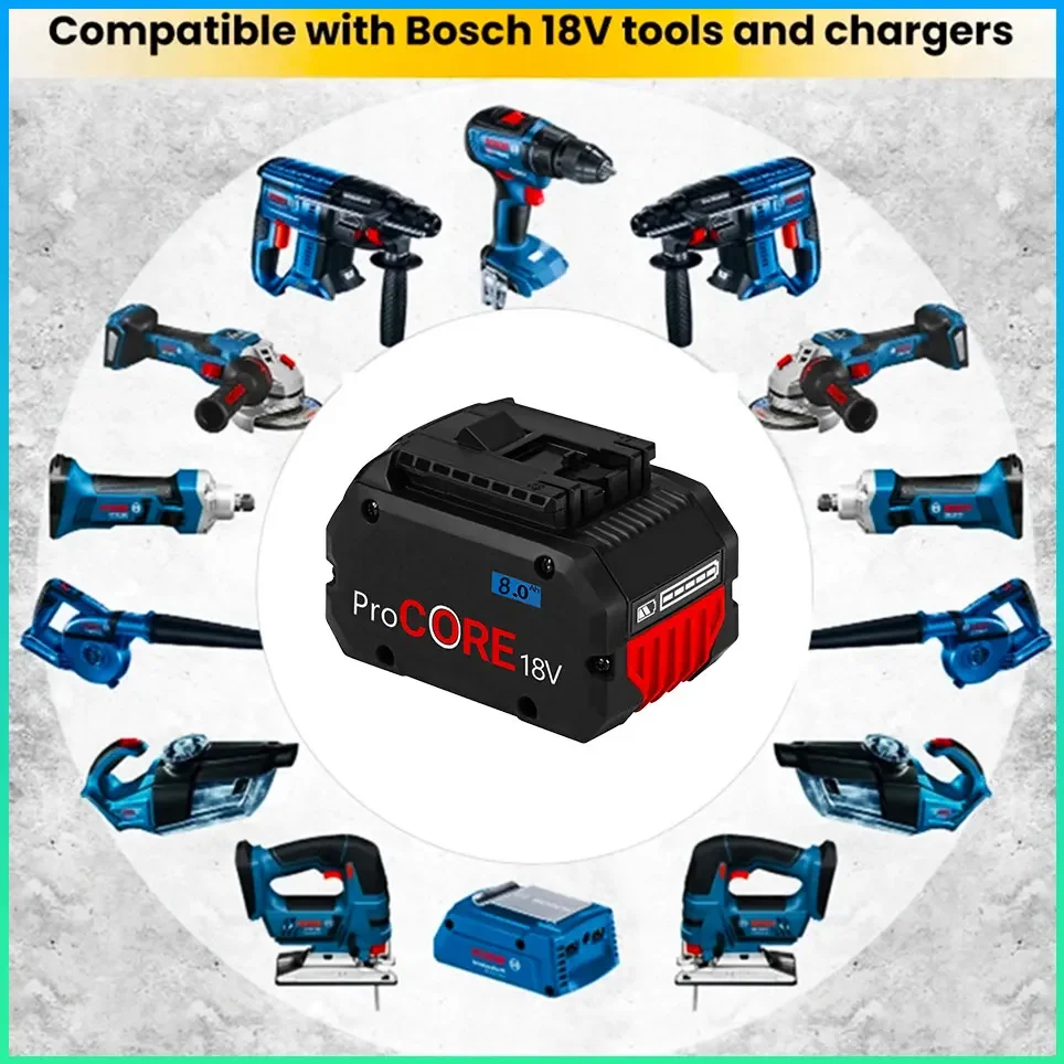 For Bosch 18V 8.0AH 6.0AH 10.0AH Professional Cordless Tool BAT609 BAT618 GBA18V80 21700 Battery ProCORE Replacement Battery