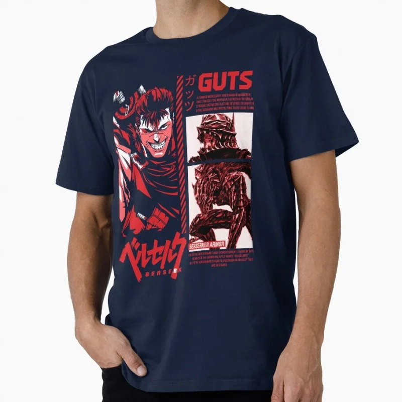 

0922 Guts Berserk Japanese Anime Gift t shirt 100% cotton print clothing Swordsman Manga Graphic Tee Y2K clothes Large size Tops