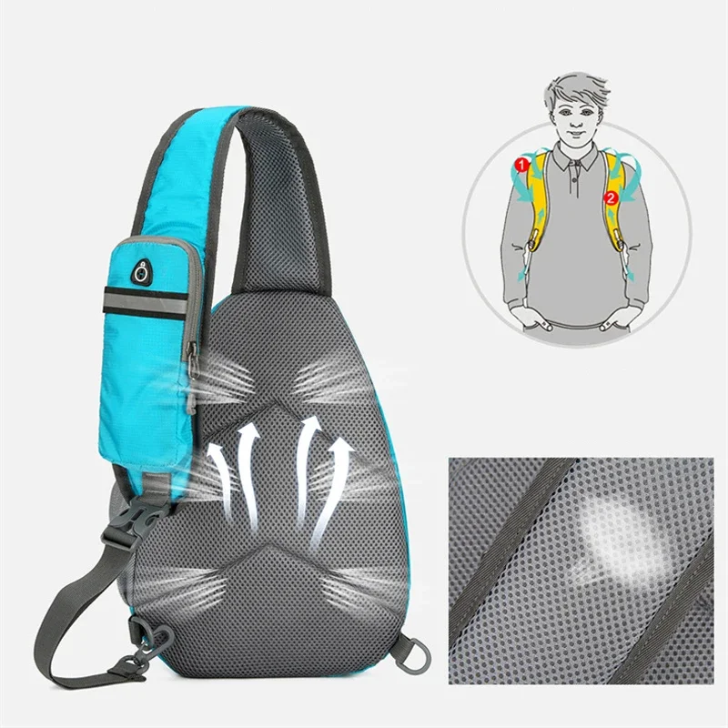 Lightweight Men Sling Backpack Chest Crossbody Bag Shoulder Bag Waterproof Chest Bag Travel Sports Gym Cycling Running Daypack