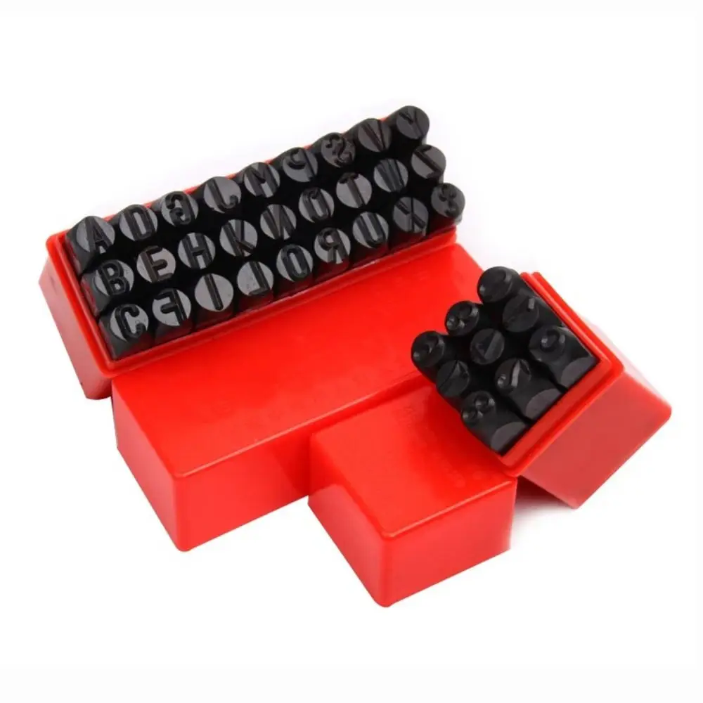 Punch Tools 3-12.5 mm Letter&Number Stamp Punch Steel With Plastic Case Digital Letter Stamp Leather Steel Punch