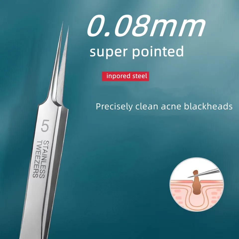German Ultra-fine No. 5 Cell Pimples Blackhead Clip Tweezers Beauty Face Health Salon Special blackhead remover Acne Needle Tool