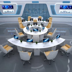 Employee desk creative arc circular 3/4/6 person position Employee workstation desk chair combination circular workstation