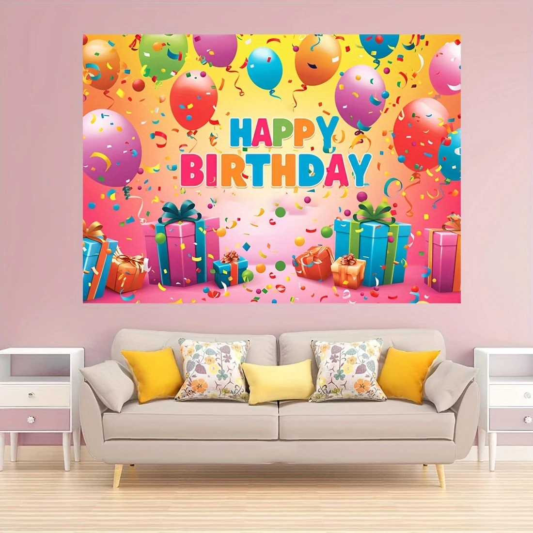 Colorful Happy Birthday Theme Photography Background Colorful Balloon Candle Photography Shower Birthday Party Background