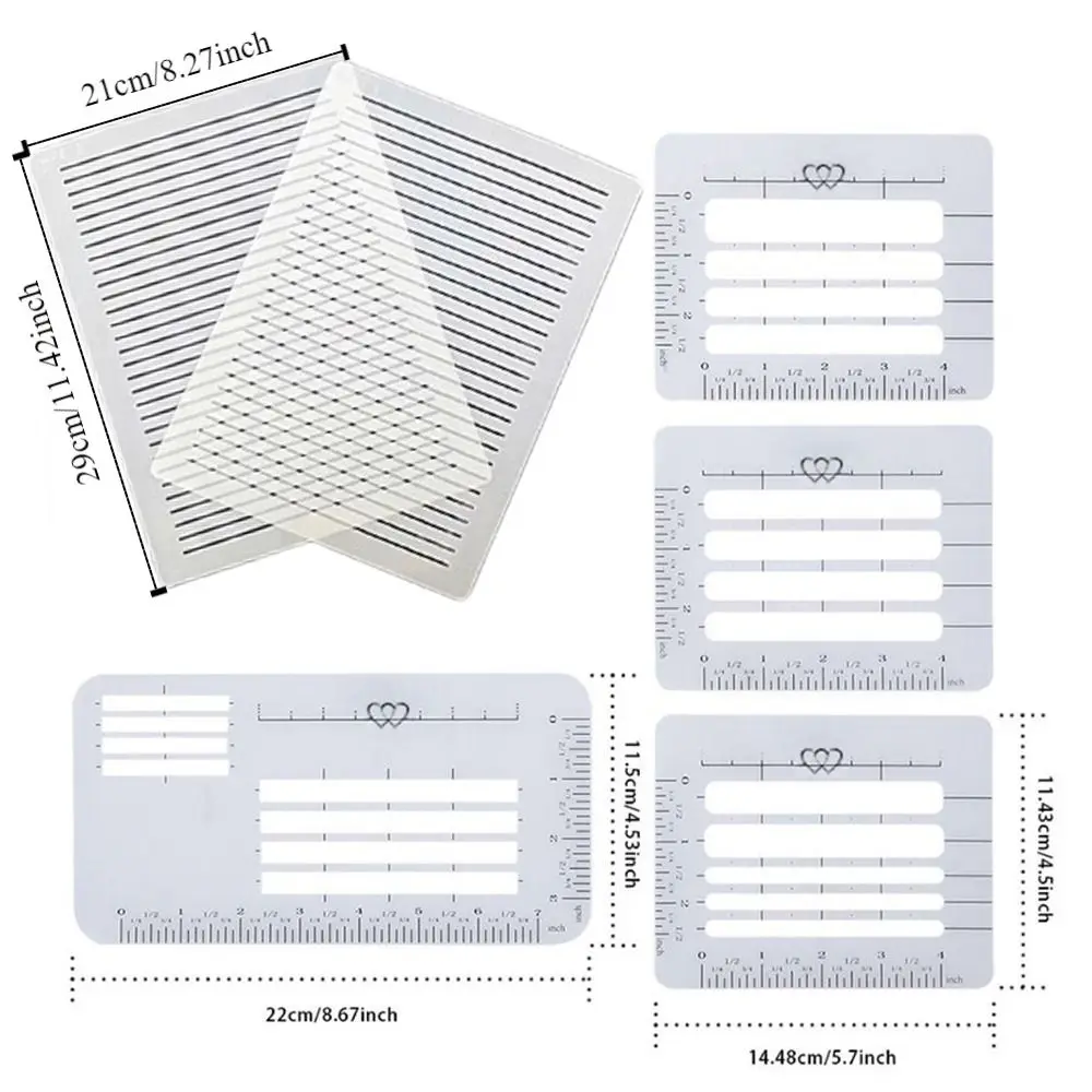 4/6Pcs DIY Templates Ruler Precision Writing Multi-use Guide Envelope Template Lines Creativity Clear Calligraphy Stencil