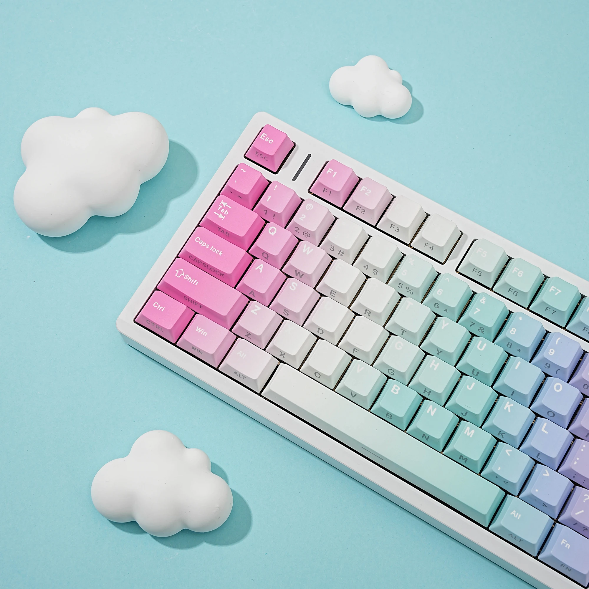 Klawisze Y2K Dye-Sub PBT z bocznym podświetleniem, profil Cherry, hiszpańskie, francuskie, niemieckie, rosyjskie, do klawiatury mechanicznej Wooting 75, prezent na festiwal. — zdjęcie produktu 4