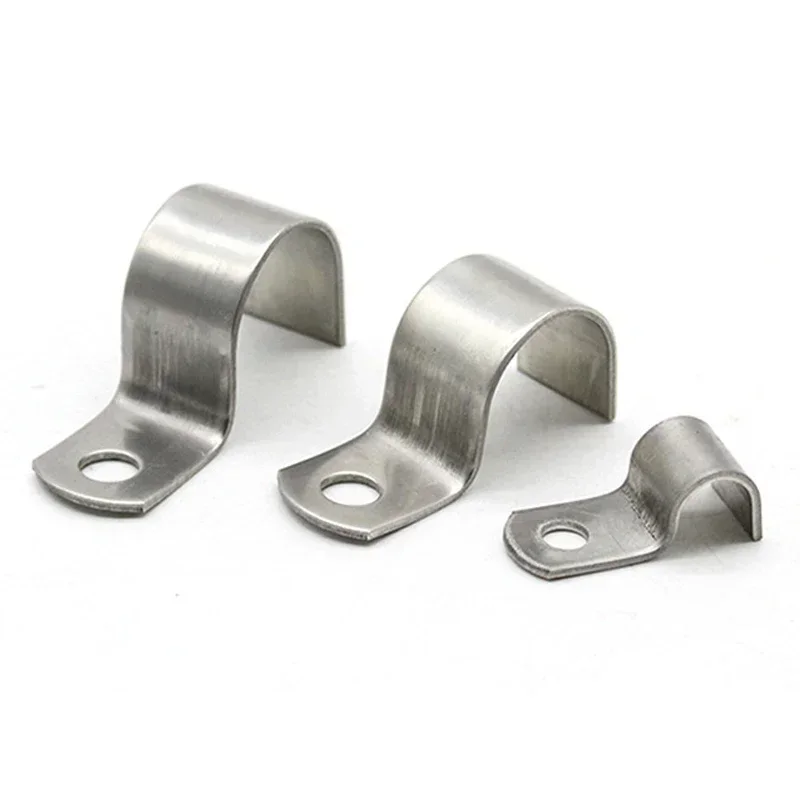 304 Stainless Steel P-type Single Side Pipe Clamp Half Single Hole Thickened Riding Card Throat Hoop Ohm Tube Card M3~m160