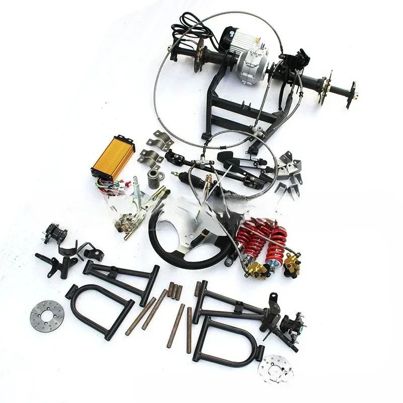 Electric four-wheeler go-kart parts Front suspension Steering differential shaft drive Motor Rear axle Front and rear brake kit