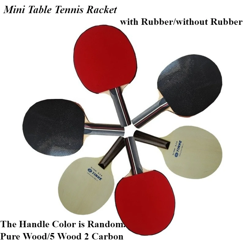 Raqueta de tenis de mesa con acabado de tamaño Mini, madera pura/5 madera, 2 carbono, raqueta de Ping Pong de tamaño pequeño para niños, firma de entrenamiento
