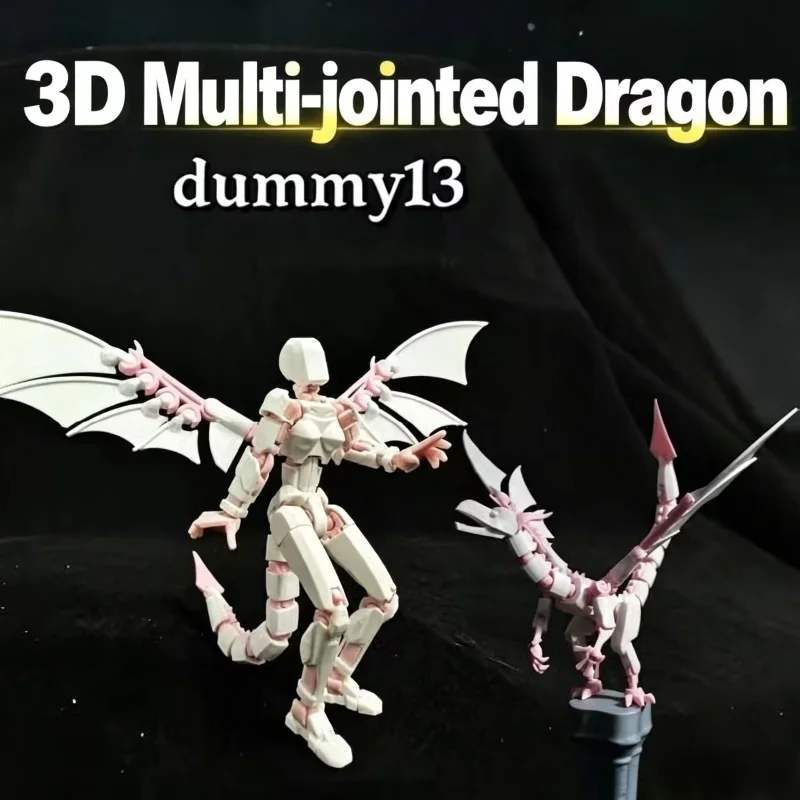 Dummy 13 Flying Dragon And Dragon Man Action Figure 3D Printed Multi-jointed Movable DIY Articulated Dragon Figure Desktop Decor