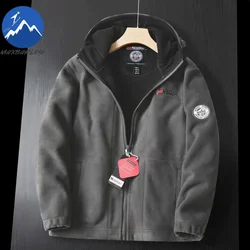 Winter Men Fleece Jacket Luxury Thickened Soft Shell Polar Wool Jackets Couple Outdoor Ski Cold-proof Windproof Hooded Coat Man