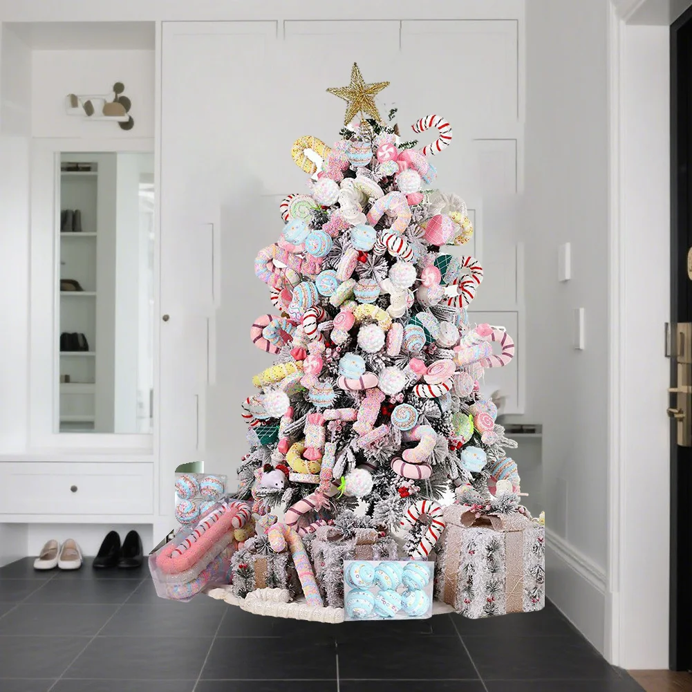 

12PCS Christmas Ball Ornaments Set Pastel Foam Christmas Ball Creative Ornaments Christmas Tree Pendants For Festive Decor