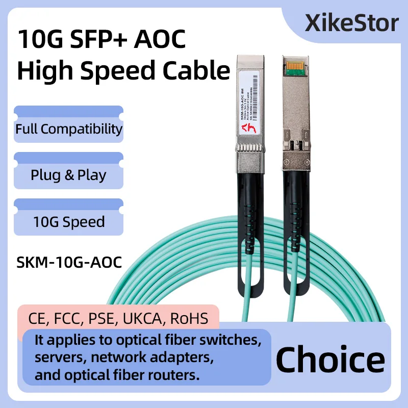 XikeStor 10G DAC/AOC Cable 10G Module Compatible with 2.5G Gigabit Plug and Play 1M/3M/5M Wide Compatibility