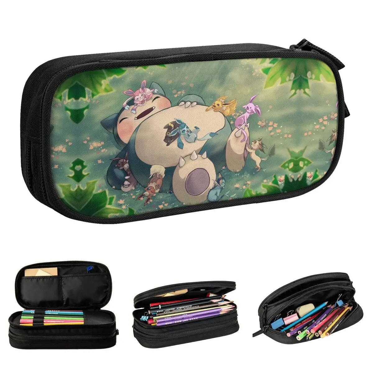 

Cute Snorlax Cartoon Pencil Case Fashion Pokemon Pen Bag Student Large Storage Students School Cosmetic Pencilcases