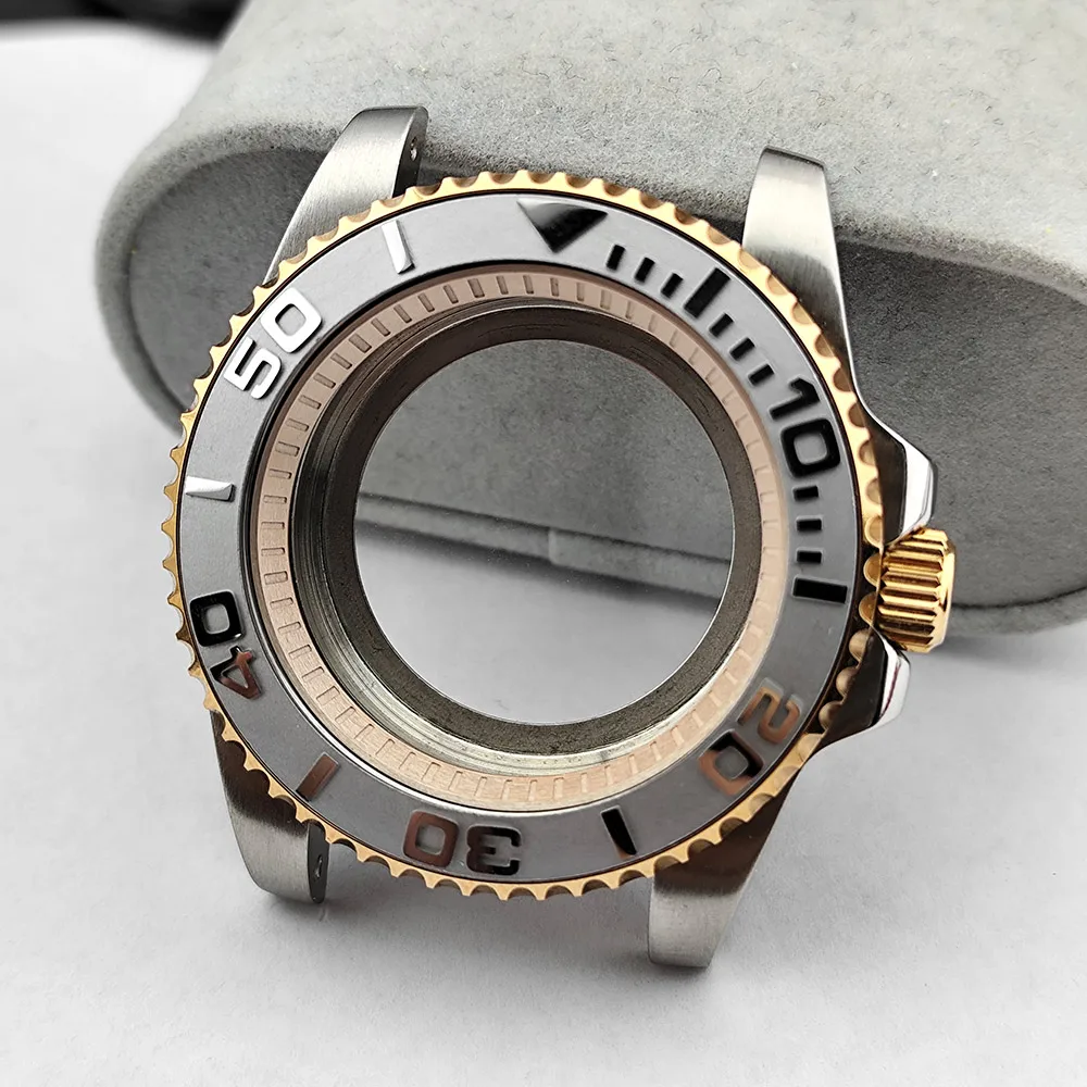 40,5mm Edelstahlgehäuse passend für NH35/NH36 Uhrwerk, Saphirglas, Ersatzteile, Zubehör, Silber, Schwarz, Roségold, Yacht-Uhrenbox – Detail 10