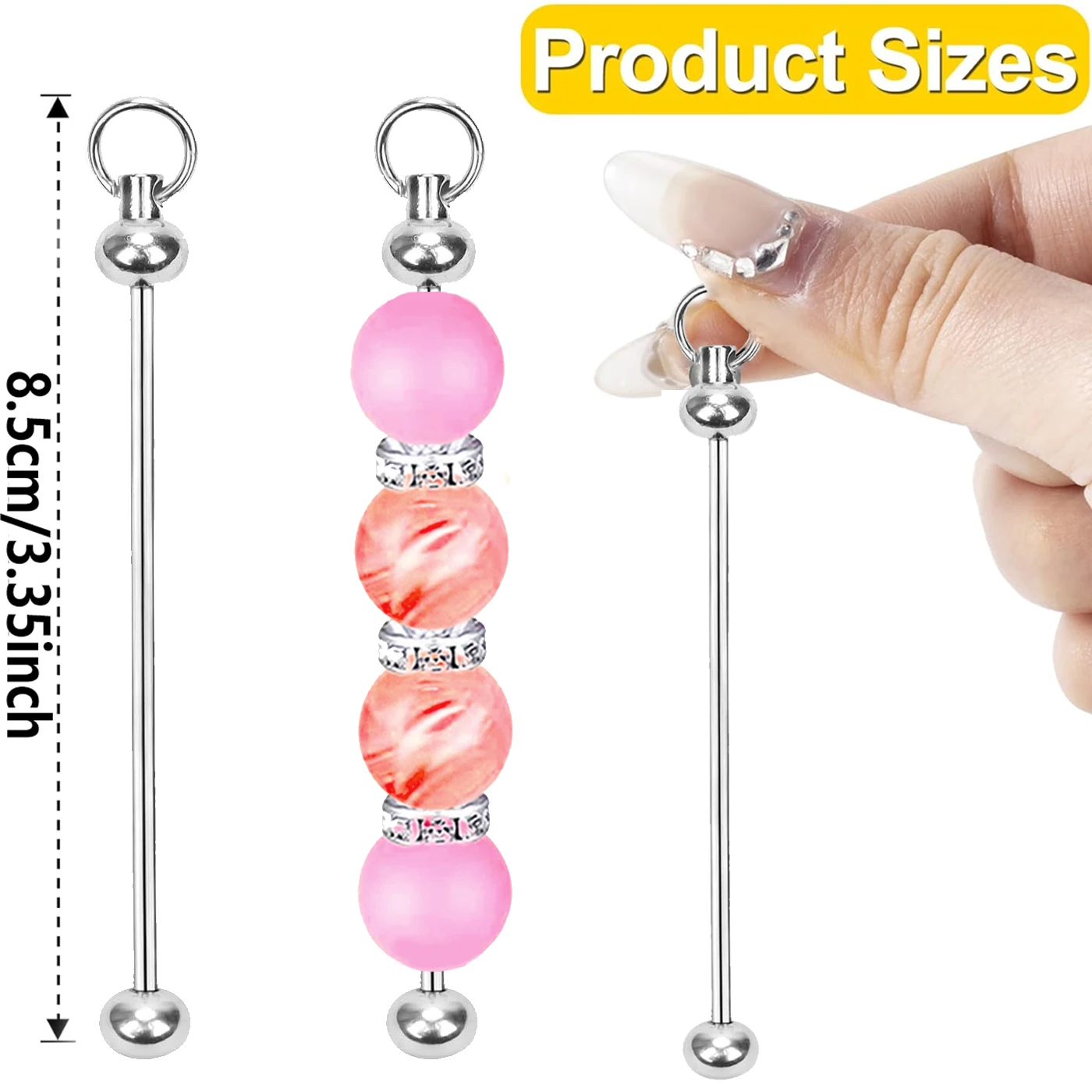 8/16 pcs Beadable Bars Metal Blanks For Diy Crafts Beaded Keychain Kit Bag Pendant Purse Keychains Backpack Ornament Gifts